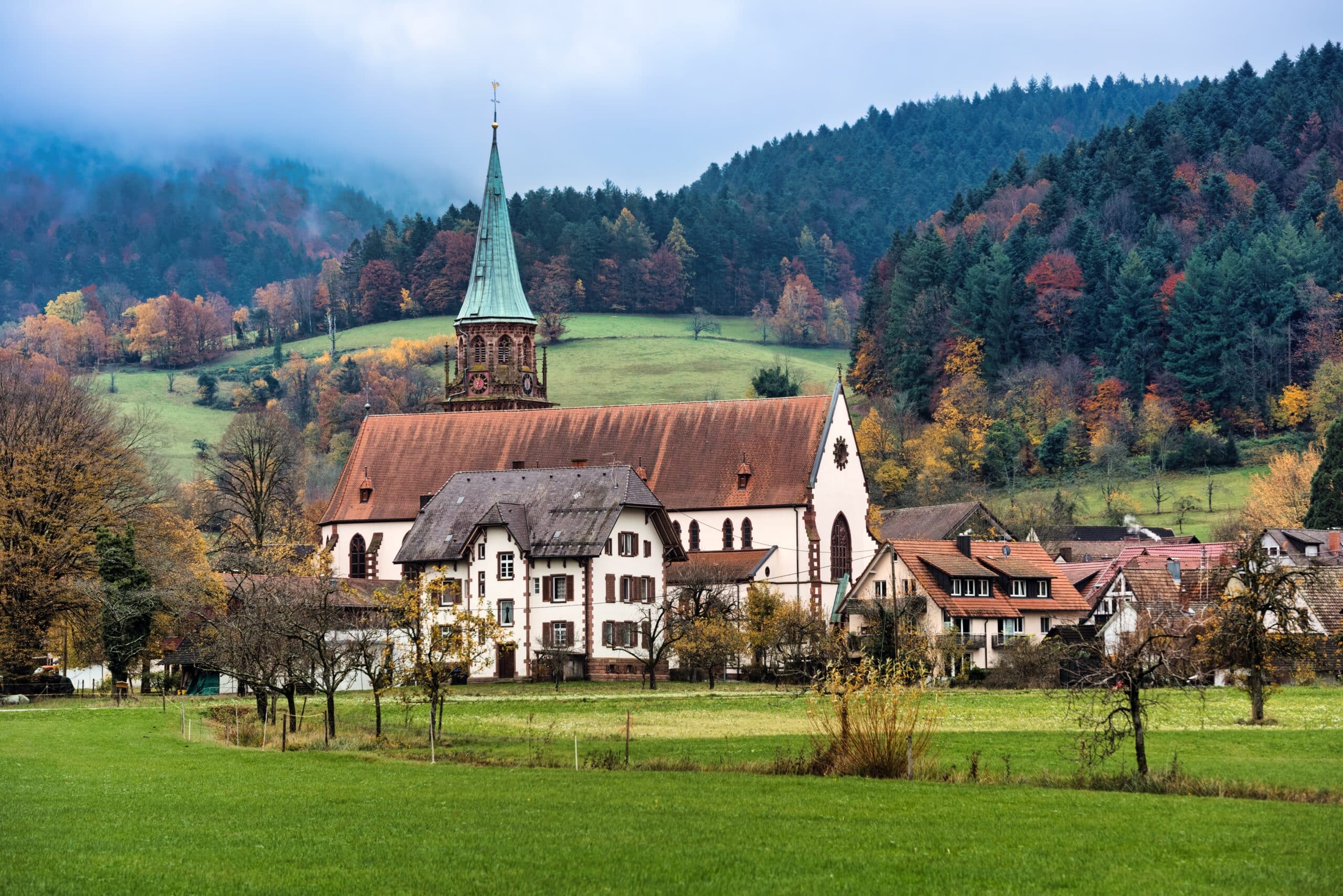 Glottertal,Village,By,Freiburg,In,The,Misty,Black,Forest,Mountains,